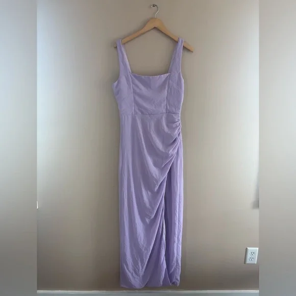 Lulus Glamorous Disposition Lavender Ruched Maxi Dress Size Large Bridesmaid - Picture 2 of 9